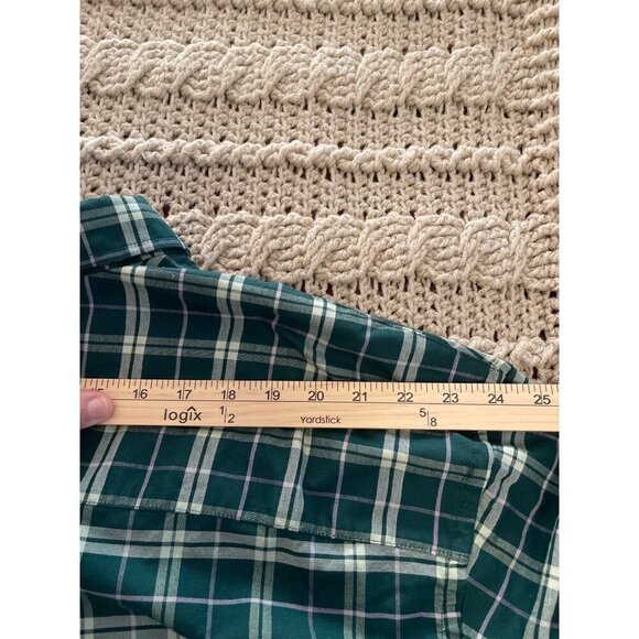 Izod Saltwater Relaxed Men's 3XLT Plaid Button Shirt Green & White - Picture 10 of 13